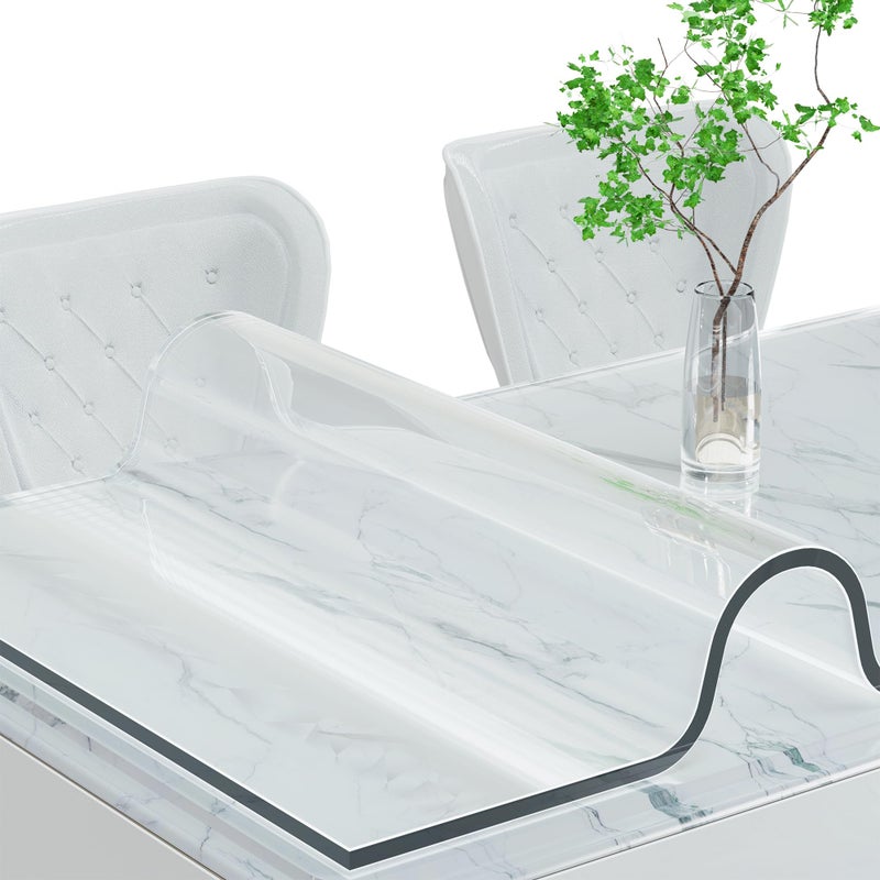 ETECHMART Clear Plastic Table Cover Protector Rectangle 24 x 48'', Thick Waterproof Transparent Table Protector for Dining Table, Non-Slip Heat Resistant Clear Desk Mat for Kitchen Office Desktop - Image 2